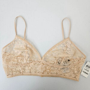 I.N.C. International Concepts Womens Lace Bralette Almond Latte Large Adjustable
